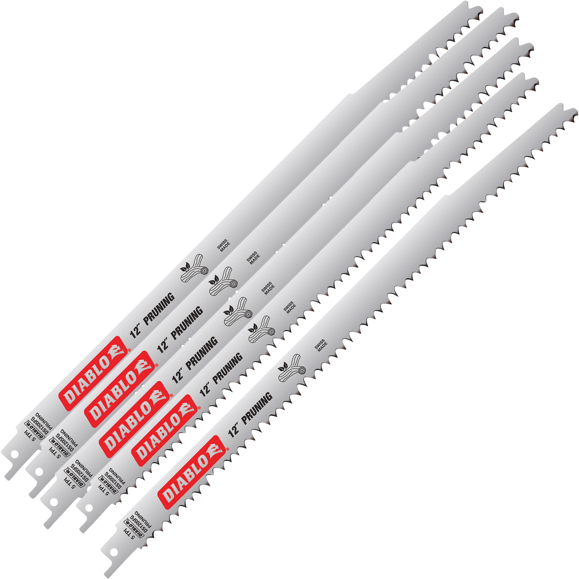 Diablo Pruning Reciprocating Saw Blades, 5Pk., 12in.L, 5 TPI, Model